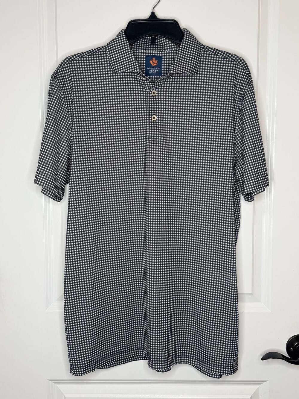 Donald Ross Sport Gingham Check Short Sleeve Performance Golf Polo - Medium